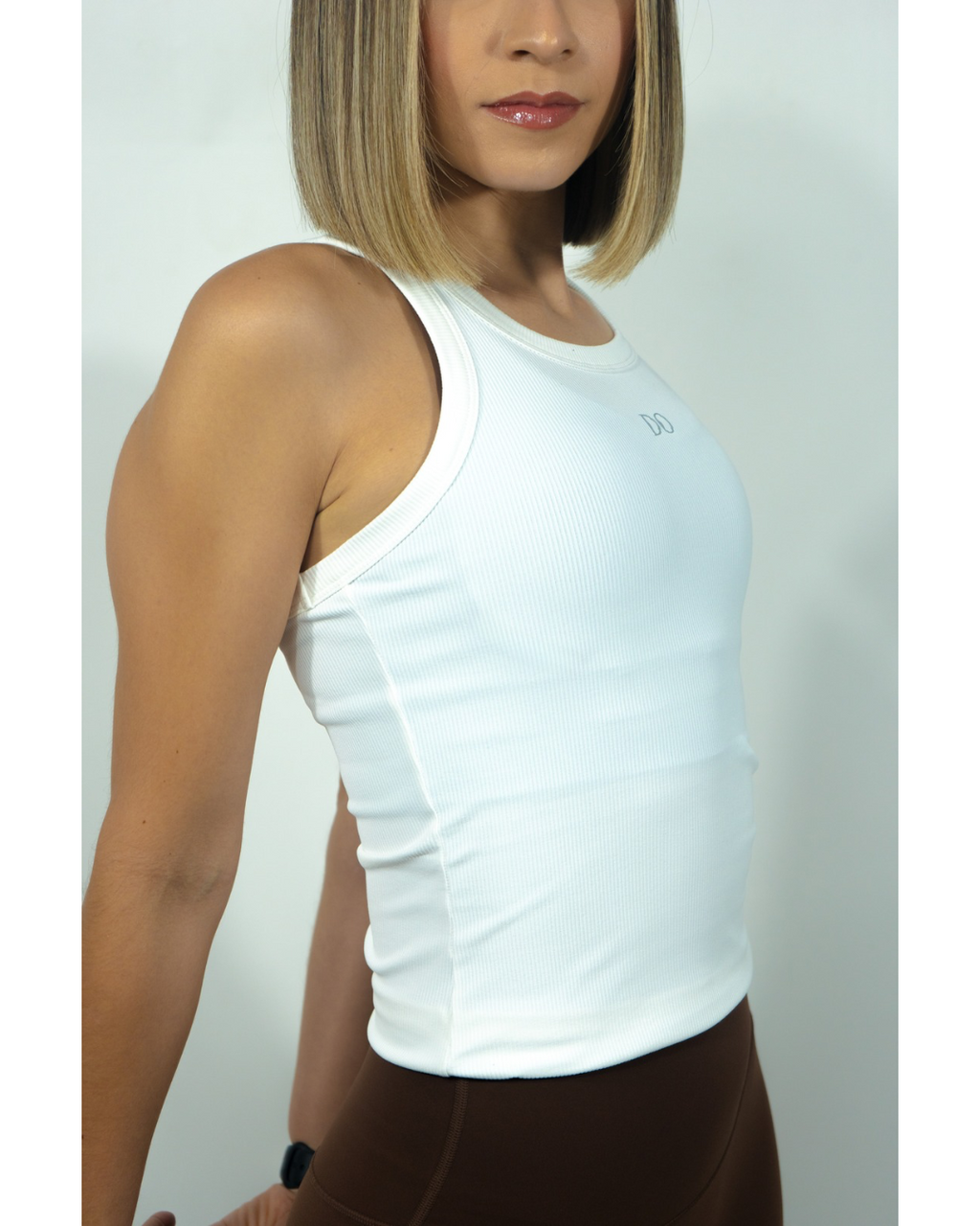 White Tank top dry fit